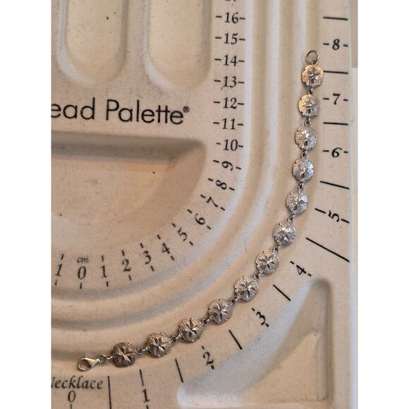 Sterling Silver Conch Shell Disc Bracelet With Lobster Clasp 8" - Picture 4 of 6